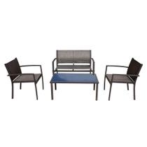 Conjunto Jardim 4 Peças com Mesa de Vidro Cinza EvoGarden
