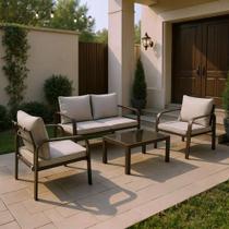 Conjunto Jardim 4 Pecas Sofa Poltrona Mesa Marrom 4 Lugares Conjunto Jardim 4 Pecas Sofa Poltrona Mesa Marrom 4 Lugares