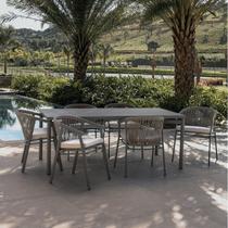 Conjunto Jardim e Varanda 1 Mesa 190cm 6 Cadeiras com Braços Refúgio Cabecasa Madeiramadeira