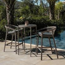 Conjunto Jardim e Varanda 1 Mesa Bistrô 2 Banquetas Refúgio CabeCasa MadeiraOriginals