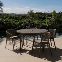 Conjunto Jardim e Varanda 1 Mesa Redonda 130cm 4 Cadeiras com Braços Refúgio Cabecasa Madeiramadeira