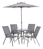 Conjunto Jardim Importado 6 Pecas Cadeiras, Mesa, Ombrelone