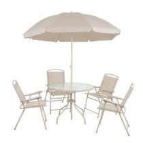 Conjunto Jardim Malibu Bege 4 Cadeiras Mesa E Guarda Sol Mor Conjunto Jardim Malibu Bege 4 Cadeiras Mesa E Guarda Sol Mor