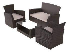 Conjunto Jardim Marrom 4 Peca Poltrona Dupla, Poltrona, Mesa