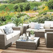 Conjunto Jardim San Lucas 4 Pecas Rattan Bege 107x91x68 Cm Conjunto Jardim San Lucas 4 Pecas Rattan Bege 107x91x68 Cm