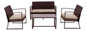 Conjunto Jardim Varanda 4 Pecas Marrom Rattan - Mendoza Conjunto Jardim Varanda 4 Pecas Marrom Rattan - Mendoza