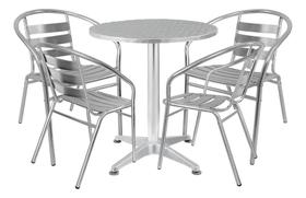 Conjunto Jardim Varanda Mesa 60cm 4 Cadeiras Aluminio Tokyo Cinza