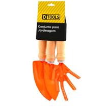 Conjunto Jardinagem 3 Peças Pás e Escardilho - DTOOLS - Cabo Madeira Nobre