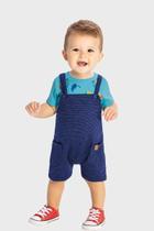 Conjunto Jardineira Bebê Menino Em Moletinho Flamê e Camiseta Rei Rex - Reirex