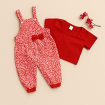 Conjunto Jardineira e Camiseta Vermelha Bebê Algodão 3 a 6 Meses Dengodê Conjunto Jardineira e Camiseta Vermelha Bebê Algodão 3 a 6 Meses Dengodê