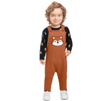 Conjunto Jardineira Longa Moletom e Body Longo Infantil Bebê Menino Kyly Conjunto Jardineira Longa Moletom e Body Longo Infantil Bebê Menino Kyly