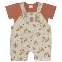 Conjunto Jardineira Masculina Estampa Deserto e Body Manga Curta Mini & Co 0664.1267