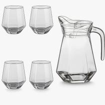 Conjunto Jarra 1000ml Copos 260ml Bico Antiderrame Transparente