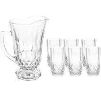 Conjunto Jarra 1,25L e 6 Copos de Vidro 260ml Lyor Diamante Incolor Suco Água Conjunto Jarra 1,25L e 6 Copos de Vidro 260ml Lyor Diamante Incolor Suco Água
