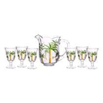 Conjunto Jarra 1,3 litros + 6 taças 240ml de cristal Hand Painting Palm Lyor - L7787 Conjunto Jarra 1,3 litros + 6 taças 240ml de cristal Hand Painting Palm Lyor - L7787