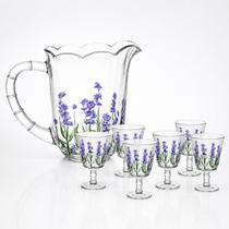 Conjunto Jarra 1,5L com 6 Taças 240ml Vidro Cristal Lavanda Conjunto Jarra 1,5L com 6 Taças 240ml Vidro Cristal Lavanda