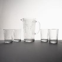 Conjunto Jarra 1,6L com 4 Copos 370ml Vidro Canelado Jogo JArra e 4 copos Linha Provence