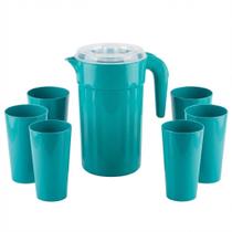 Conjunto Jarra 2L Copos 400ml Plástico Livre BPA Bebidas Frias Fácil Limpar Resistente Conjunto Jarra 2L Copos 400ml Plástico Livre BPA Bebidas Frias Fácil Limpar Resistente
