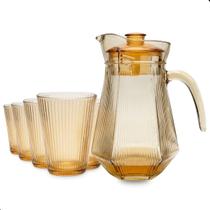 Conjunto Jarra 6 Copos Vidro 7 Peças Resistente para Suco Água Bebidas e Mesa Posta