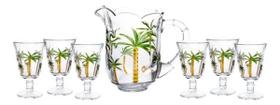 Conjunto Jarra + 6 Taças De Cristal Palmeira Super Luxo Conjunto Jarra + 6 Taças De Cristal Palmeira Super Luxo