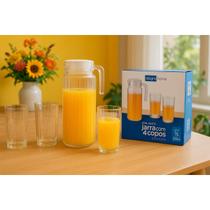 Conjunto jarra com 4 copos de vidro