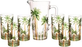 Conjunto Jarra com 6 Copos de Cristal Palm Tree Handpaint Conjunto Jarra com 6 Copos de Cristal Palm Tree Handpaint