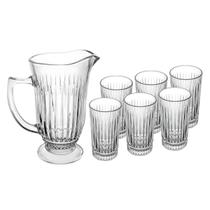 Conjunto Jarra com 6 Copos de Vidro Deli Diamante 1L 300ml 220105 - Lyor