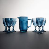 Conjunto Jarra com 6 Taças Portina Casa - Athena Blue