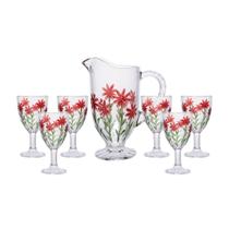 Conjunto Jarra com 6 Taças Red Flower 1,3L/320ml Conjunto Jarra com 6 Taças Red Flower 1,3L/320ml