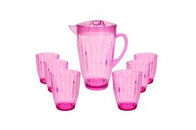 Conjunto Jarra Elegance 7 peças rosa Conjunto Jarra Elegance 7 peças rosa