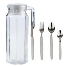 Conjunto Jarra Vidro 1 Litro Talheres Inox 24 Peças Uso Diário