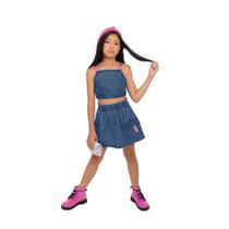 Conjunto Jeans Cropped e Saia - Playgroung - Playground