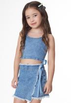 Conjunto Jeans Cropped Shorts Infantil Hi Angel