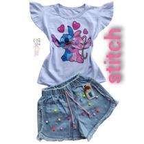 Conjunto jeans Desenhos Stitch