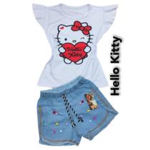 Conjunto jeans feminino hello kitty.