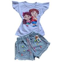 Conjunto jeans infantil para meninas maria clara e jp.