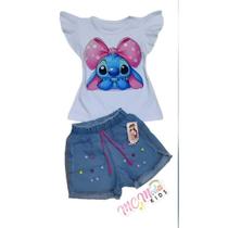 Conjunto jeans infantil stitch laco. Conjunto jeans infantil stitch laco.