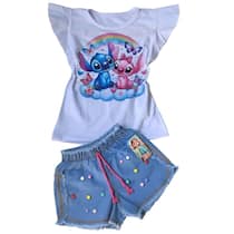 Conjunto jeans infantil stitch nuvem. Conjunto jeans infantil stitch nuvem.