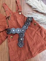 Conjunto Jeans Jardineira + Jaqueta Terra Cota LUXO