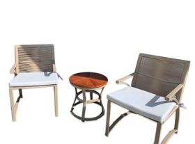 Conjunto Jequitibá Em Corda Náutica - 2 Cadeiras + 1 Mesa