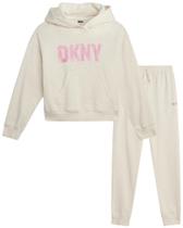 Conjunto Jogger DKNY para Niñas con Sudadera y Pantalones de Forro Polar Suave Talla 7