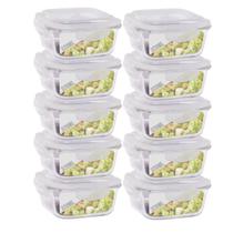 Conjunto Jogo 10 Potes 320ml Hermético Vidro Tampa 4 travas