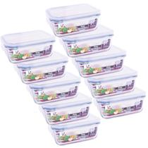 Conjunto Jogo 10 Potes 370ml Vidro Hermético Travas Marmita Conjunto Jogo 10 Potes 370ml Vidro Hermético Travas Marmita