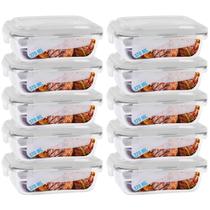 Conjunto Jogo 10 Potes Vidro Hermético Tampa 4 travas 370ml