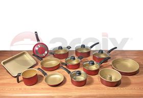 Conjunto Jogo 13 peças Antiaderente Teflon com Tampa de Vidro