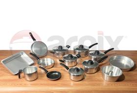 Conjunto Jogo 13 peças Antiaderente Teflon com Tampa de Vidro Conjunto Jogo 13 peças Antiaderente Teflon com Tampa de Vidro