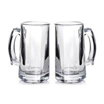 Conjunto Jogo 2 Caneca Vidro Grosso E Resistente De Chopp Cerveja Refrigerante Bar Restaurante