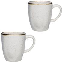 Conjunto Jogo 2 Canecas Xícara Porcelana Oxford Ryo Maresia Cor Areia 260 ml