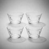 CONJUNTO JOGO 4 BOWLS TIGELA POTE SOBREMESA SORVETE BORBOLETA TRANSPARENTE VIDRO BUTTERFLY 10,5X7cm