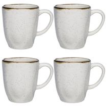 Conjunto Jogo 4 Canecas Xícara Porcelana Oxford Ryo Maresia Cor Areia 260 ml